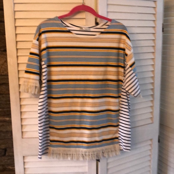Zara Tops - Zara striped T shirt with fringe